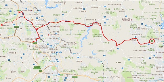 新名神高速道路川西ICから兵庫県三田市に抜けるルート